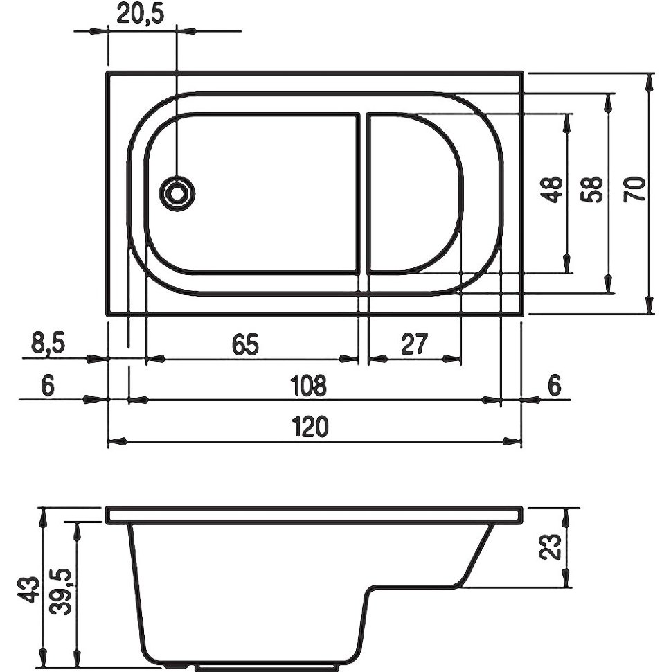 Акриловая ванна Riho PETIT 120х70, B149001005 (BZ2500500000000)