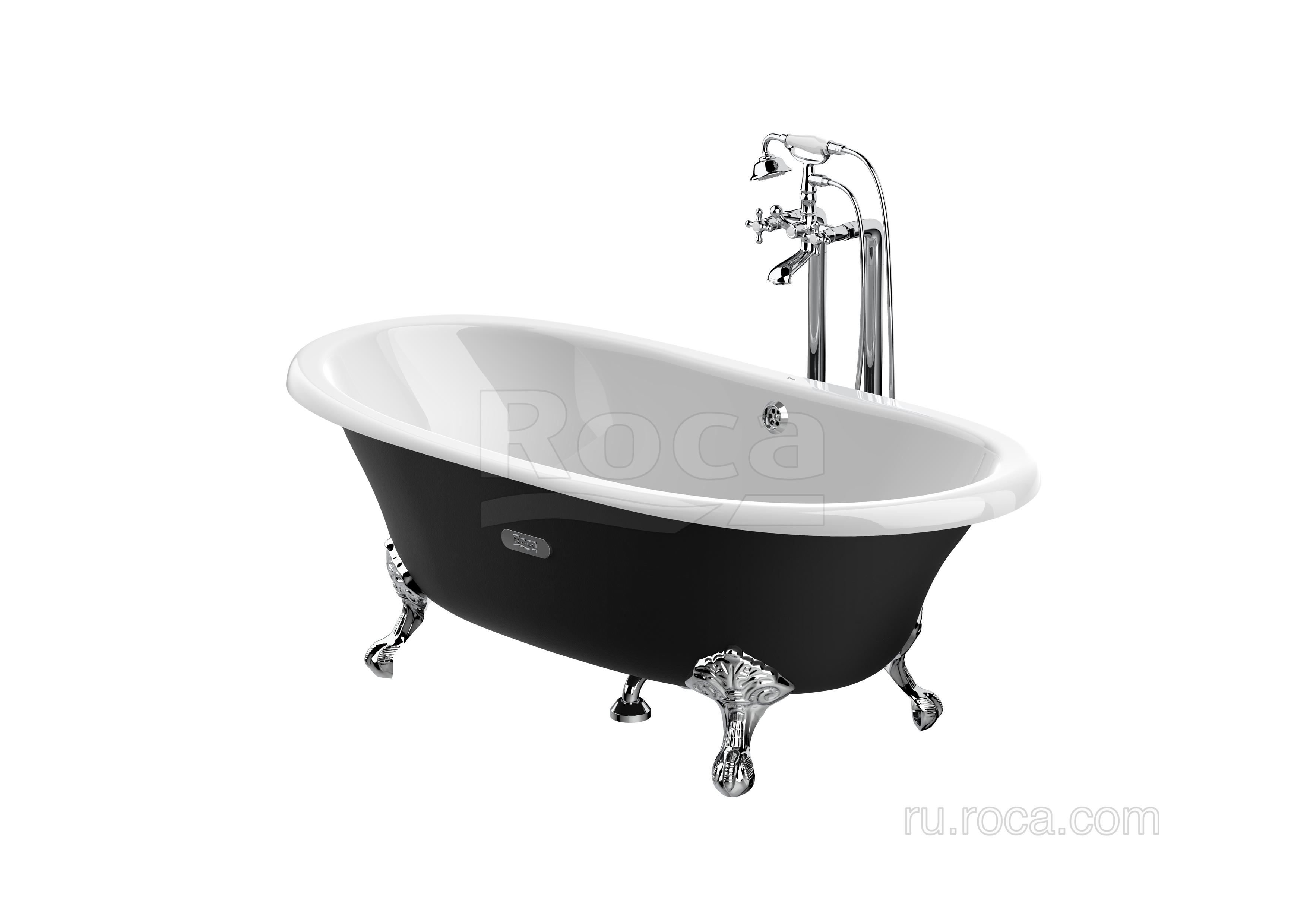 Чугунная ванна Roca Newcast черная, anti-slip 170x85 233650002