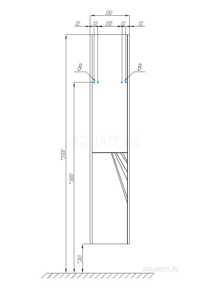 Шкаф - колонна Aquaton Сакура правая ольха наварра, белый глянец 1A219903SKW8R