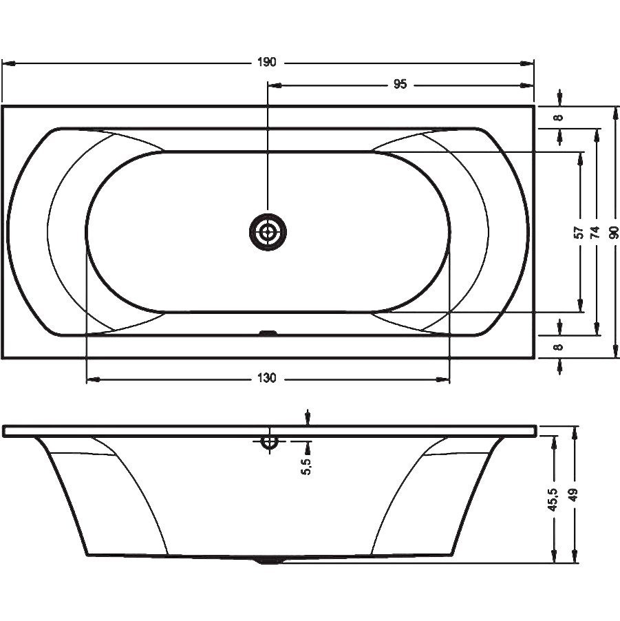 Акриловая ванна Riho LIMA 190х90 (сифон расположен с права), B053001005 (BB4800500000000)