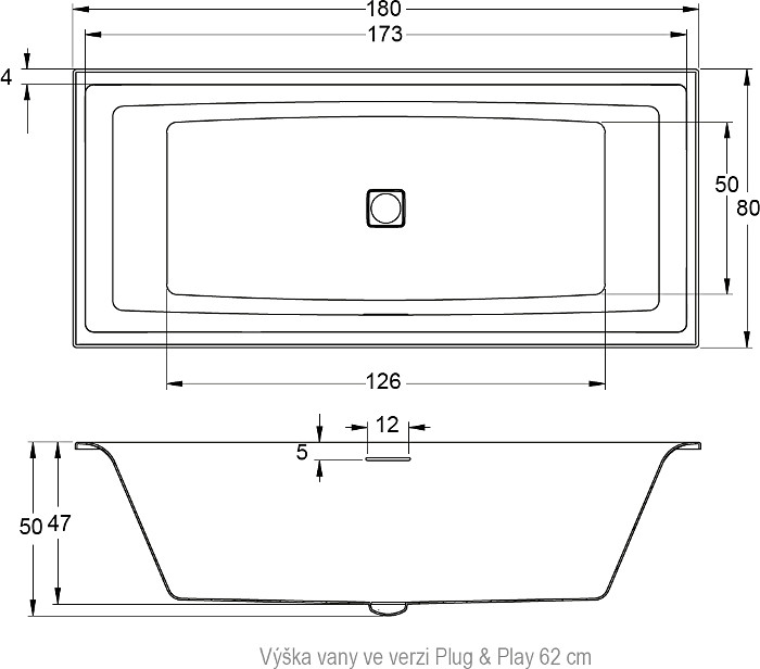 Акриловая ванна Riho STILL SQUARE ELITE 180x80 правая - PULG&PLAY, B099030005 (BD1100500000000)