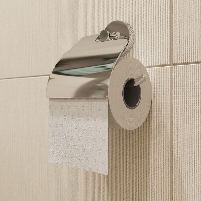 Держатель для туалетной бумаги с крышкой, глянцевый хром, сплав металлов, Sena, IDDIS, SENSSC0i43