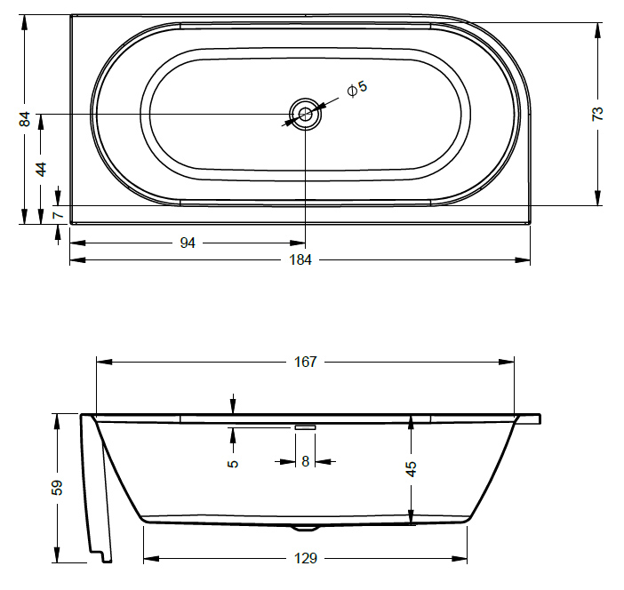 Акриловая ванна Riho 184x84 DESIRE CORNER LINKS VELVET - Белый MATT SPARKLE SYSTEM, B088003105 (BD06105S1WI1144)