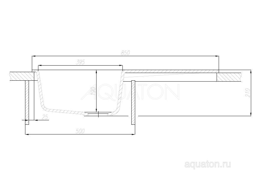 Мойка для кухни Aquaton Верона прямоугольная с крылом латте 1A710032VR260