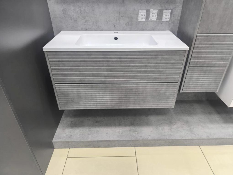 Код 100066 Parma 100 Тумба с умыв. подв. дым серый 5100GRPAR AQUA DE MARCO.