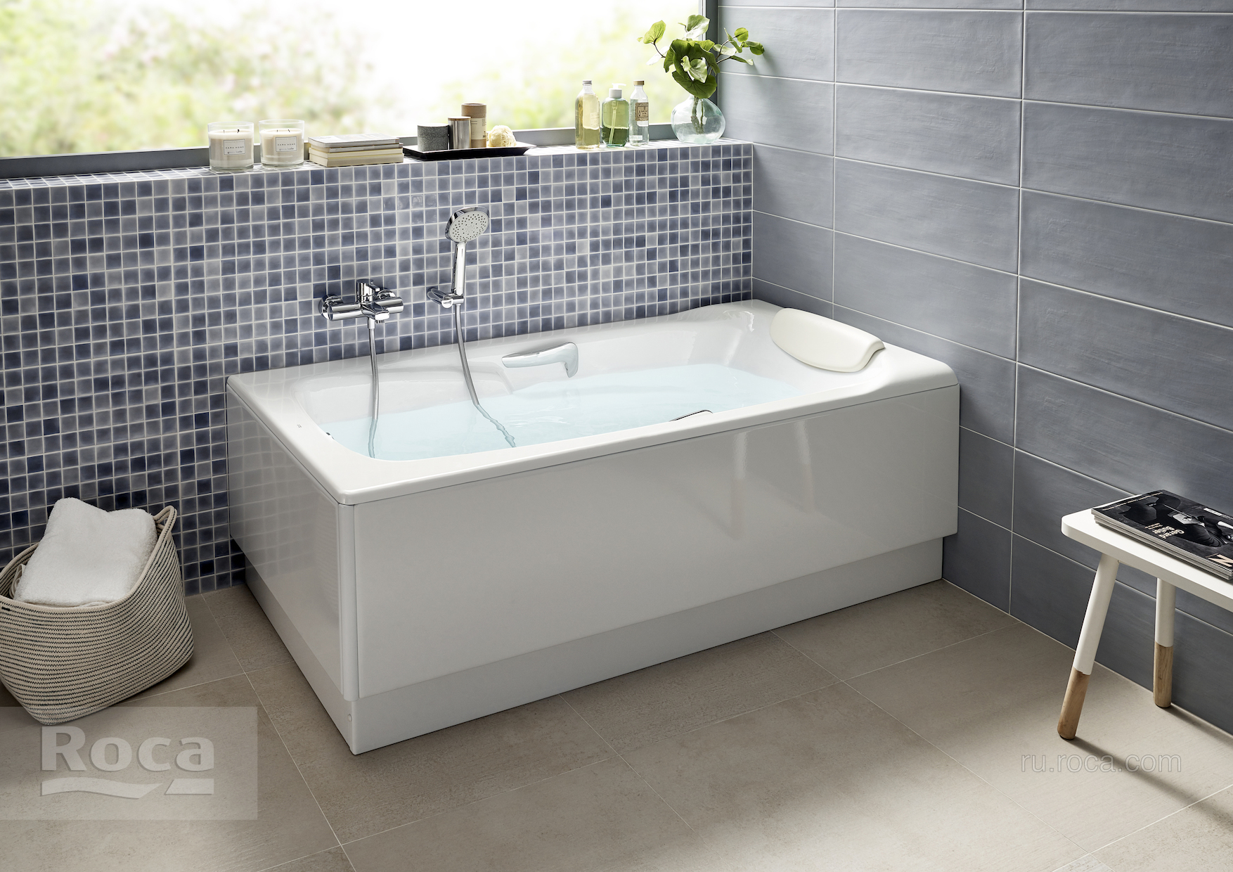 Чугунная ванна Roca Ming 170x85 с отверстиями для ручек, anti-slip A2302G000R