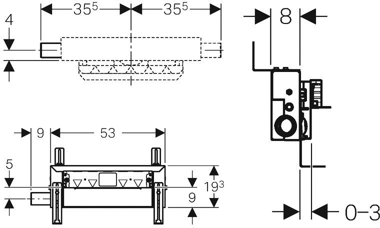 Монтажный элемент для душевого трапа Geberit Kombifix 457.534.00.1 (Н34, выпуск 50 мм)