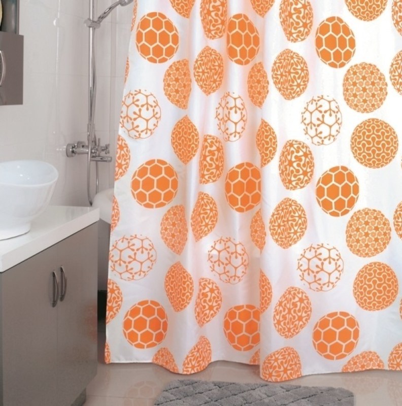 Штора для ванной комнаты, 180*200 см, полиэстер, Orange Dots, Milardo, 850P180M11