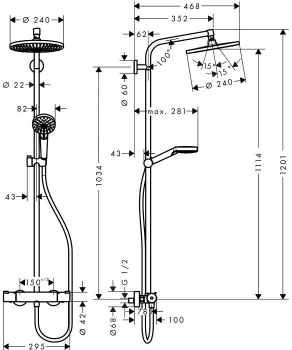 Душевая система Hansgrohe Crometta S 240 1jet Showerpipe 27267000