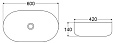 Раковина накладная керамическая, овальная, чёрная матовая, BB1084-H301, 600x420x140