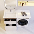 M85AWPL1201WG X-Joy, Раковина над стиральной машиной, литьевой мрамор, левая, 120 см, белый глянец