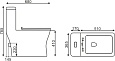 Унитаз-моноблок SM9608, сиденье тонкое ДП, арматура (с гофрой и подводкой)
