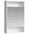 Универсальный левый/правый зеркальный шкаф с одной дверью и двумя открытыми полками, цвет дуб канадский