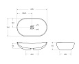 Раковина накладная керамическая, бежевая матовая, BB1404-H316, 605x370x150