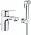 Смеситель для раковины с гигиеническим душем Grohe Bau Edge хром 23757000