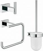 Набор аксессуаров 3 предмета: Ершик, держатель бумаги, крючок Grohe Essentials Cube 40757001 хром