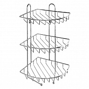 Полка трехъярусная угловая с крючками, проволока стальная, 10, Milardo, 110WC30M44
