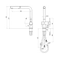 Смеситель для кухни с выдвижной лейкой, PAINI Cox, GRANITE AVENA