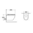 Унитаз подвесной безободковый Aquatek ЛЕЯ AQ1199-00, 490*360*320 мм, горизонтальный выпуск, тонкое сиденье с механизмом плавного закрывания, крепеж