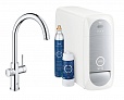 Смеситель для кухни GROHE Blue Home с функциями фильтрации, охлаждения и газирования водопроводной воды (фильтр в комплекте), хром, 31455000