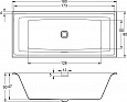 Акриловая ванна Riho STILL SQUARE 180x80 + светодиоды и подголовник с размещением справа, B099003005 (BR0100500K00130)
