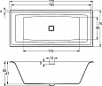 Акриловая ванна Riho STILL SQUARE 170x75 + светодиоды и подголовник с размещением на двух сторонах, B100005005 (BR0200500K00132)