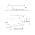 W72A-160L100W-A2 Ванна акриловая spirit  ассиметричная 160x100, без слива/перелива, левосторонняя