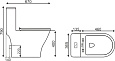 Унитаз-моноблок T1060 безободковый круговой смыв, сиденье тонкое ДП, арматура (с гофрой и подводкой)