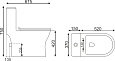 Унитаз-моноблок SM9618 безободковый, сиденье тонкое ДП, арматура (с гофрой и подводкой)