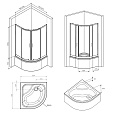 W90G-401A090BT Душевое ограждение Gem Deep 1/4 Rond 90x90 стекло прозрачное, профиль черный матовый,