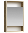 Универсальный левый/правый зеркальный шкаф с одной дверью и двумя открытыми полками, цвет дуб балтийский