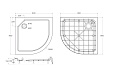 TRAY-SMC-R-90-550-150-W SMC поддон с сифоном, радиальный, 900x900x150