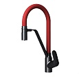 F8007828 Like, смеситель для кухни с каналом для питьевой воды и гибким изливом, черн., красный изли