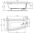 Асимметричная ванна 160х90 см для встраиваемой установки или для монтажа с панелью Ideal Standard i.life T476801