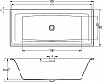 Акриловая ванна Riho STILL SQUARE 180x80 + светодиоды и подголовник с размещением справа + заполнение через перелив, B099033005 (BR01C0500K00130)