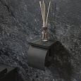 Бумагодержатель с полкой со вставкой из черного камня, латунь, черный матовый, Iddis On-X, ONXBL03i43