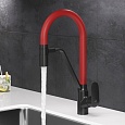 F8007828 Like, смеситель для кухни с каналом для питьевой воды и гибким изливом, черн., красный изли