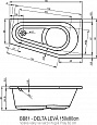 Акриловая ванна Riho DELTA 150х80 левая - PLUG & PLAY, B067007005 (BD4100500000000)