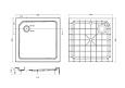 TRAY-SMC-A-90-550-150-W SMC поддон с сифоном, квадратный, 900x900x150