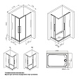 W84G-403-12080-MТ Душевое ограждение Func Square Slide 120х80, мат хром, прозрачное