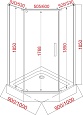 JY028 Душевое ограждение 90х90х185 трапеция (б/поддона), прозрачное стекло