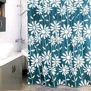 Штора для ванной комнаты, 180*200 см, полиэстер, Milardo Flowers Blue, 950P180M11
