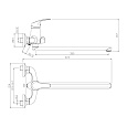 Смеситель для ванны с длинным изливом, Milardo Flat-S, FLSSBC0M10