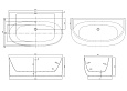 Ванна акриловая Azario CAMBRIDGE 1695х880х580, пристенная, в комплекте с сифоном и металлической рамой (CAM17289)